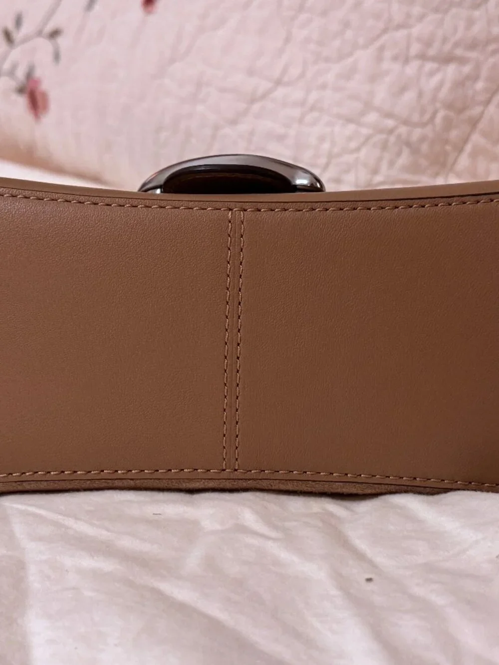 Coach Soft Tabby Shoulder Bag Crossbody Suede Peanut - Complete Both Straps